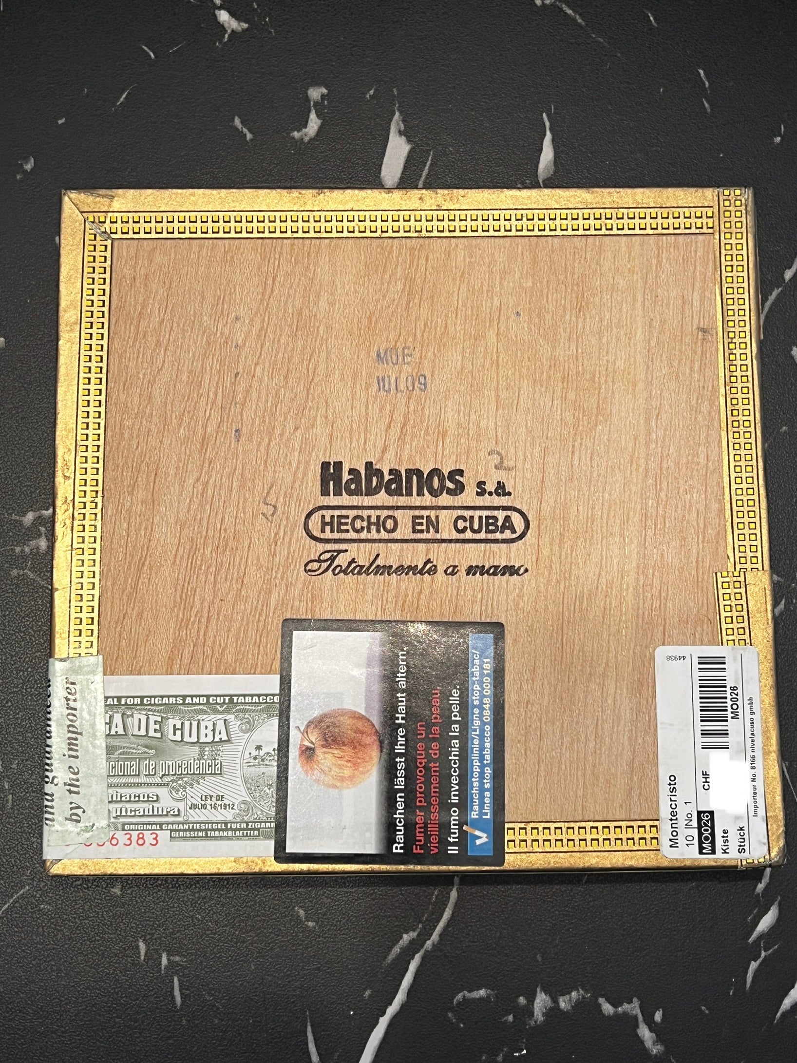 2009 Montecristo No.1 box of 10 cigars